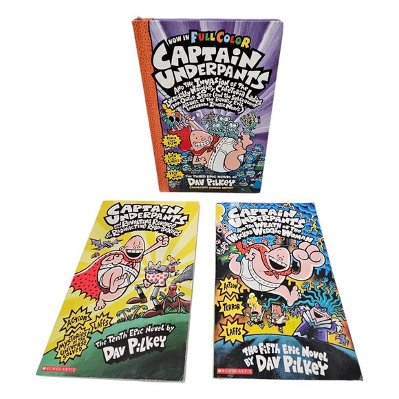 3 PC Lot - Captain Underpants Cafeteria Ladies, Robo-boxers, Wedgie Woman Books - Picture 1 of 11